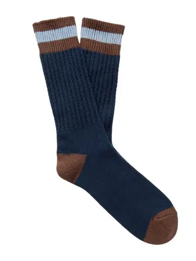 MR P. Striped Ribbed Cotton-Blend Socks - Men | Thumbnail 1 MR P. Striped Ribbed Cotton-Blend Socks - Men | Thumbnail 1
