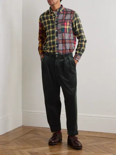 Beams Plus Cropped Pleated Cotton-Corduroy Trousers - Men | Thumbnail 2