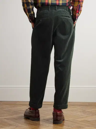 Beams Plus Cropped Pleated Cotton-Corduroy Trousers - Men | Thumbnail 4