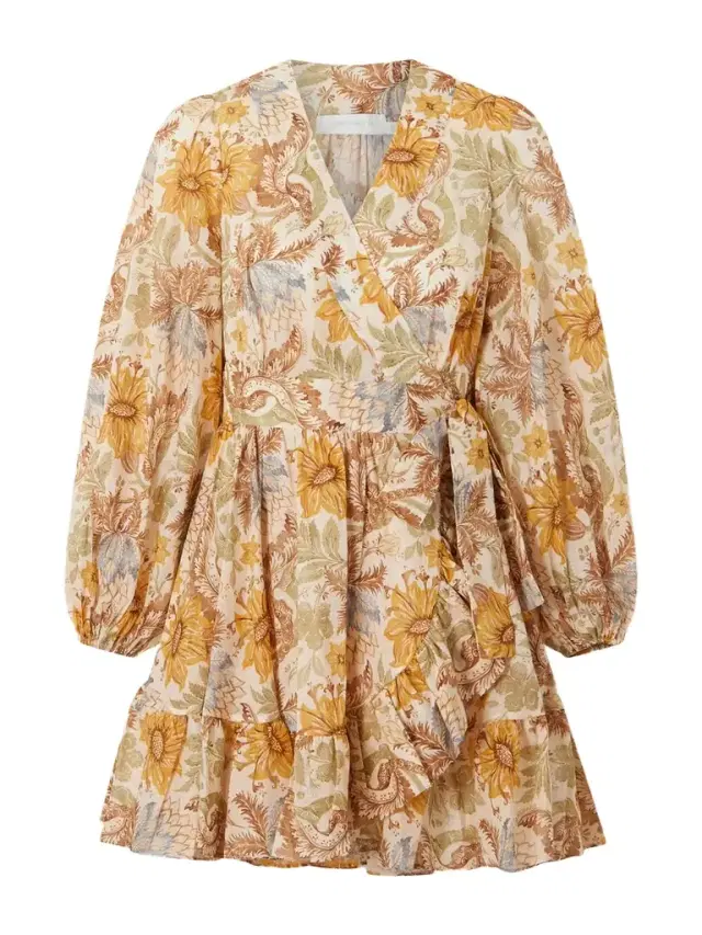 Daylight Ruffled Floral-print Cotton-voile Mini Wrap Dress