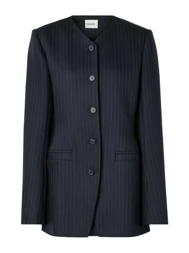 Naran Pinstriped Herringbone Woven Blazer