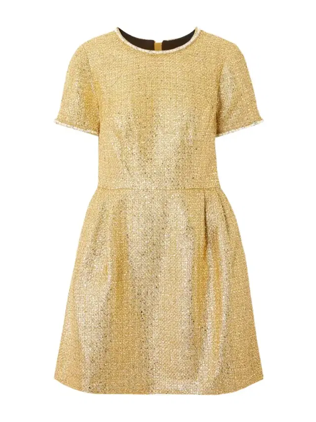 Embellished Metallic Tweed Mini Dress