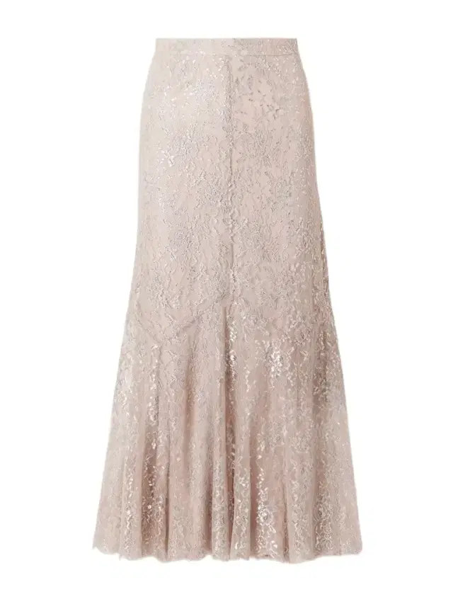 Paneled Metallic Lace Midi Skirt