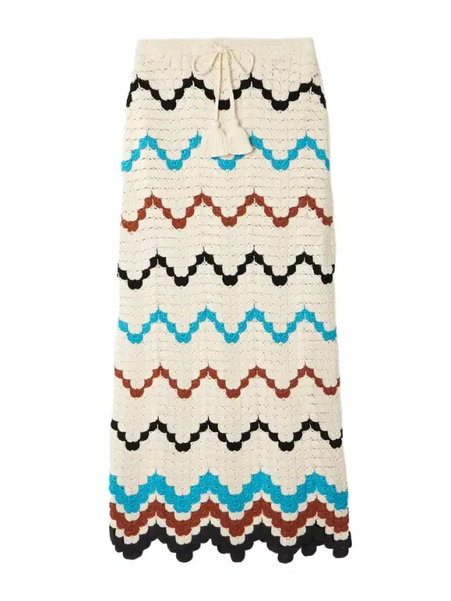 Safi Scalloped Crocheted Cotton Midi Skirt