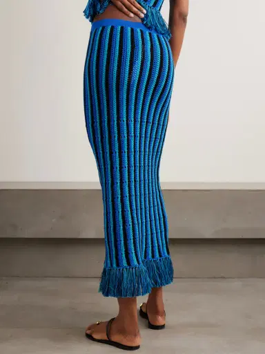 ESCVDO Misti Tasseled Open-knit Cotton Maxi Skirt | Thumbnail 3 ESCVDO Misti Tasseled Open-knit Cotton Maxi Skirt | Thumbnail 3
