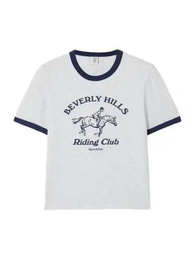 Sporty & Rich Riding Club Two-tone Printed Cotton-jersey T-shirt | Thumbnail 1 Sporty & Rich Riding Club Two-tone Printed Cotton-jersey T-shirt | Thumbnail 1