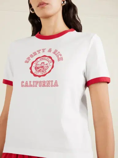 Sporty & Rich California Two-tone Printed Cotton-jersey T-shirt | Thumbnail 5 Sporty & Rich California Two-tone Printed Cotton-jersey T-shirt | Thumbnail 5