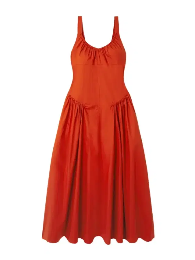 Olas Gathered Cotton Midi Dress