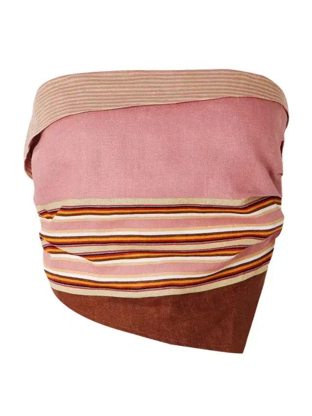 Ebbe Shirred Striped Linen Bandeau Top