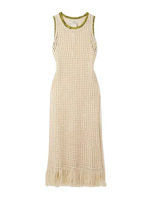 Atuq Fringed Open-knit Cotton Midi Dress