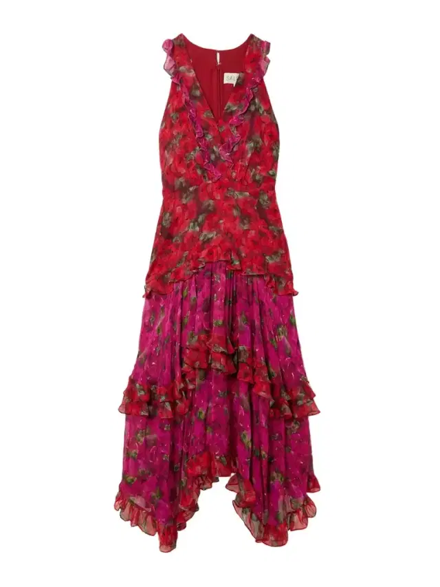 Jolie Tiered Floral-print Chiffon And Crepon Maxi Dress