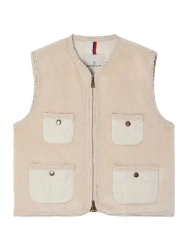 Moncler Mimosas Shell-trimmed Fleece Down Vest | Thumbnail 1 Moncler Mimosas Shell-trimmed Fleece Down Vest | Thumbnail 1