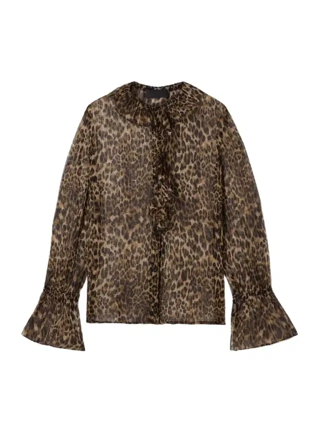 Cecily Ruffled Leopard-print Metallic Silk-blend Crepon Blouse