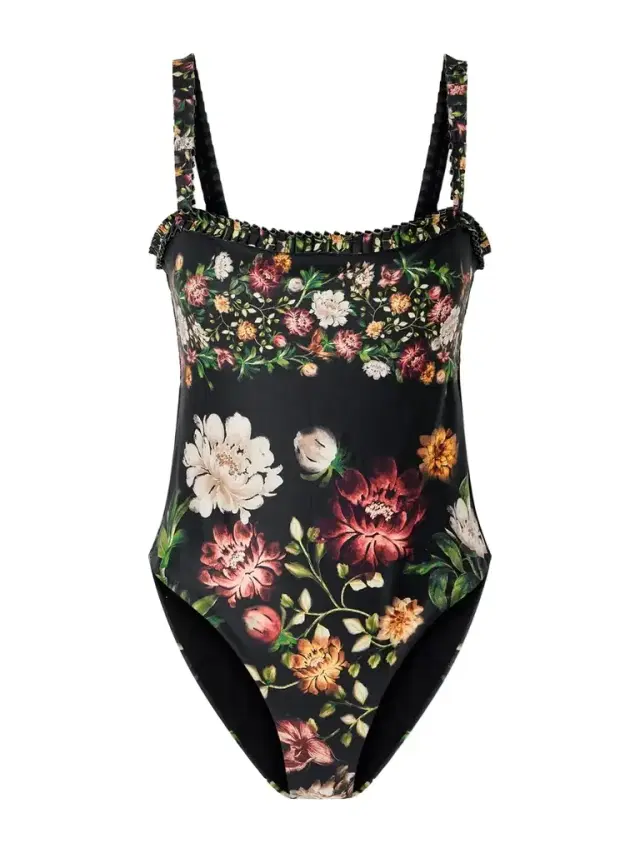 Limón Paramo Ruffled Floral-print Swimsuit