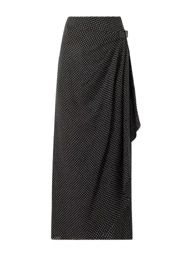 Tom Ford Buckle-detailed Wrap-effect Draped Polka-dot Silk-chiffon Midi Skirt | Thumbnail 1 Tom Ford Buckle-detailed Wrap-effect Draped Polka-dot Silk-chiffon Midi Skirt | Thumbnail 1