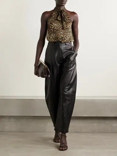 Nili Lotan Alla Tie-neck Leopard-print Metallic Silk-crepon Halterneck Top | Thumbnail 2 Nili Lotan Alla Tie-neck Leopard-print Metallic Silk-crepon Halterneck Top | Thumbnail 2