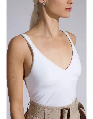 Brunello Cucinelli Molded Cup Monili Strap Tank Top | Thumbnail 2