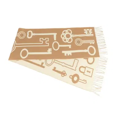 HERMÈS Hermes Casaque "Echarpe Porte-Clefs" Camel, White and Beige Muffler Cashmere Scarf | Thumbnail 3 HERMÈS Hermes Casaque "Echarpe Porte-Clefs" Camel, White and Beige Muffler Cashmere Scarf | Thumbnail 3