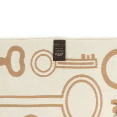 HERMÈS Hermes Casaque "Echarpe Porte-Clefs" Camel, White and Beige Muffler Cashmere Scarf | Thumbnail 4 HERMÈS Hermes Casaque "Echarpe Porte-Clefs" Camel, White and Beige Muffler Cashmere Scarf | Thumbnail 4