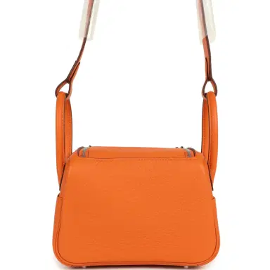 HERMÈS Hermes Mini Lindy II Orange Clemence Palladium Hardware | Thumbnail 4 HERMÈS Hermes Mini Lindy II Orange Clemence Palladium Hardware | Thumbnail 4