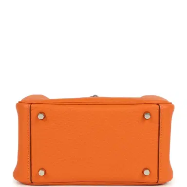 HERMÈS Hermes Mini Lindy II Orange Clemence Palladium Hardware | Thumbnail 7 HERMÈS Hermes Mini Lindy II Orange Clemence Palladium Hardware | Thumbnail 7