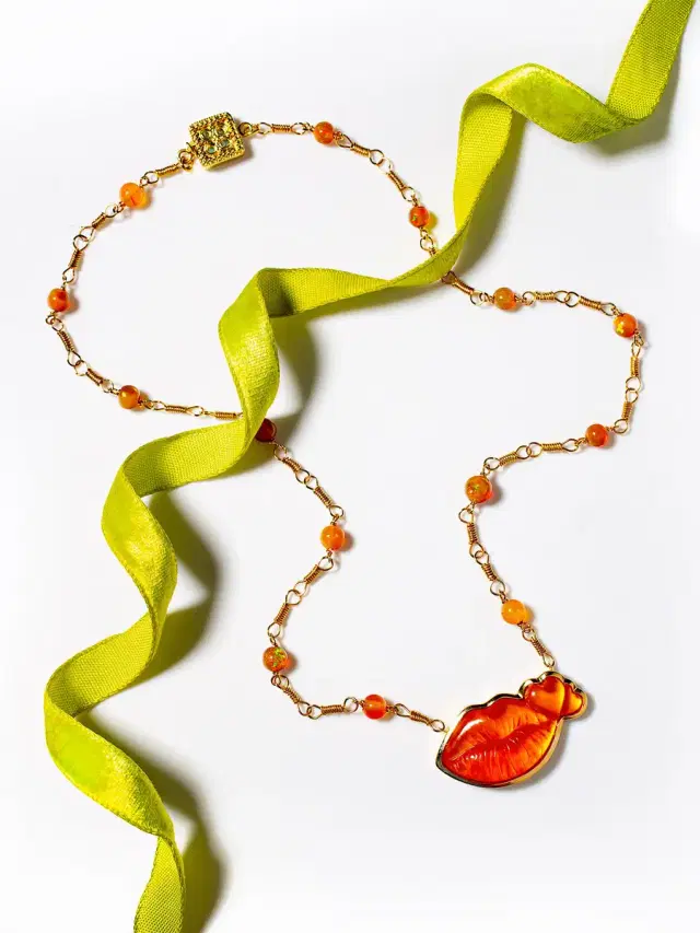 Fire Opal Lip Necklace