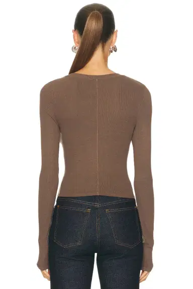 ENZA COSTA Silk Rib Essential Cardigan | Thumbnail 3