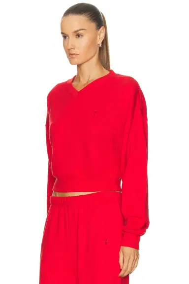 ÉTERNE Cropped V-Neck Sweatshirt | Thumbnail 2