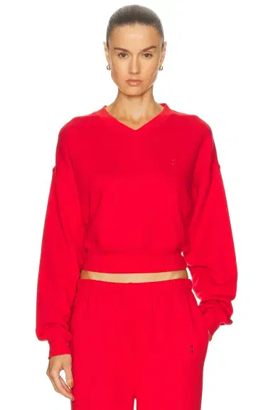 ÉTERNE Cropped V-Neck Sweatshirt | Thumbnail 1