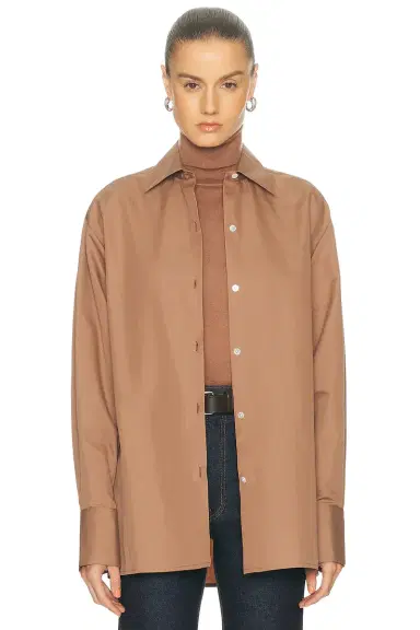 RENGGLI Cotton Silk Button Up Top | Thumbnail 1