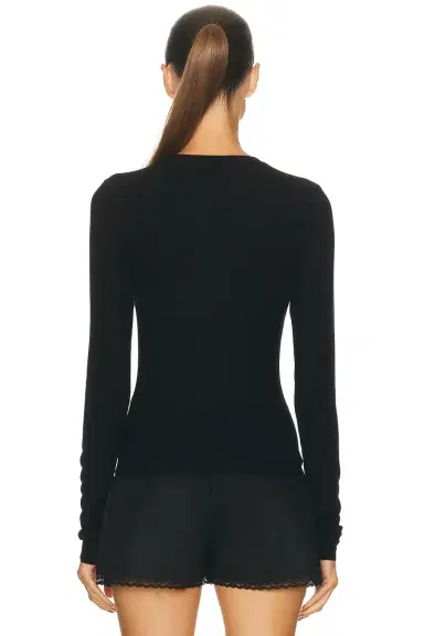 ÉTERNE Long Sleeve Henley Top | Thumbnail 3