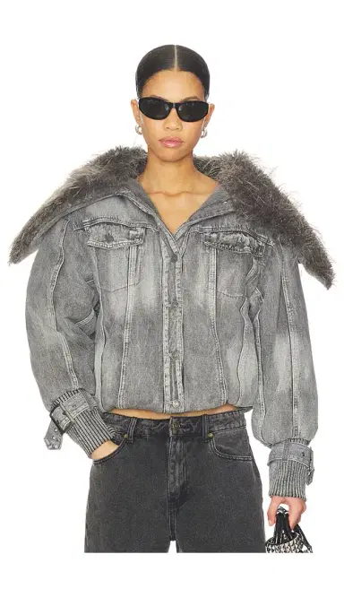 Jaded London Alloy Denim Bomber Jacket With Faux Fur Collar | Thumbnail 1 Jaded London Alloy Denim Bomber Jacket With Faux Fur Collar | Thumbnail 1