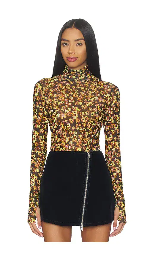 Zadie Flocked Mesh Top