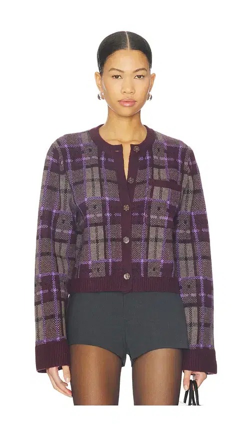 NAADAM Luxe Plaid Jacquard Cardigan