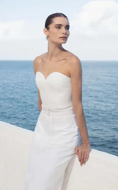 Andres Otalora De Sal Strapless Linen Top | Thumbnail 2