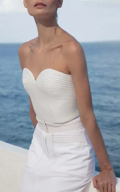 Andres Otalora De Sal Strapless Linen Top | Thumbnail 3