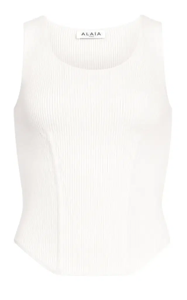 ALAÏA Knit Wool-Blend Corset Top