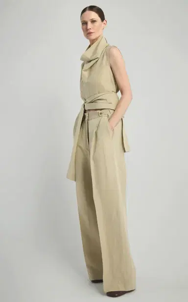 Di Stavnitser Dahlia Mid-Rise Linen-Silk Wide-Leg Pants | Thumbnail 2