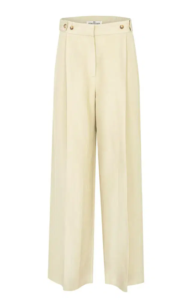 Dahlia Mid-Rise Linen-Silk Wide-Leg Pants