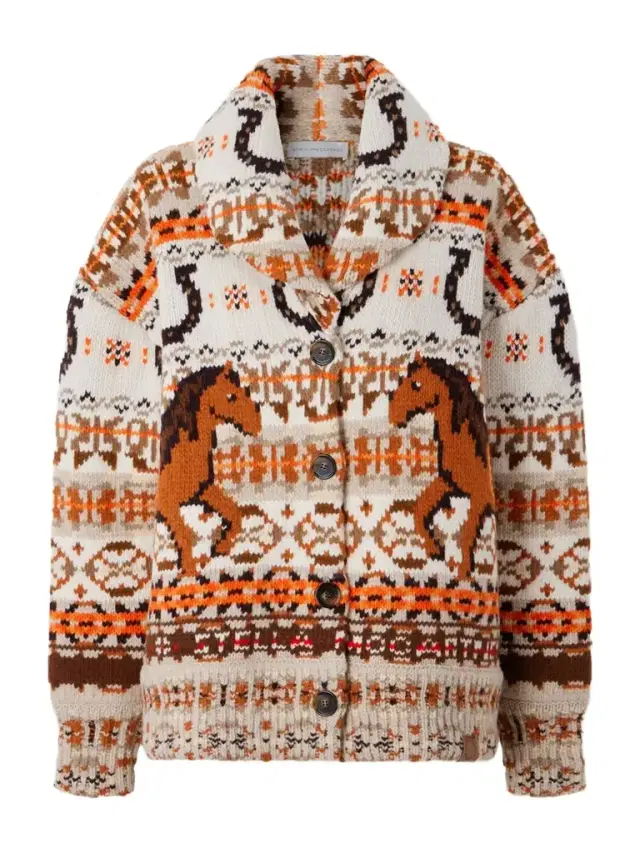 Jacquard-knit Wool Cardigan