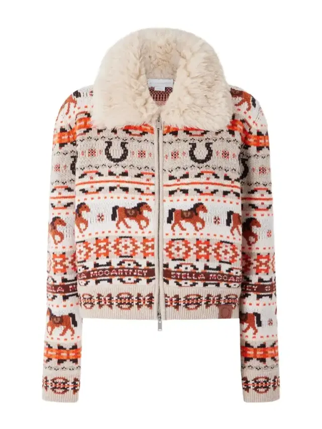 Cropped Jacquard-knit Wool Cardigan