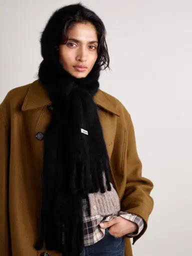 Acne Studios Hooded Fringed Mohair And Wool-blend Scarf | Thumbnail 2