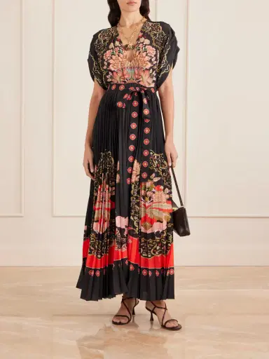 La DoubleJ Belted Pleated Printed Crepe De Chine Maxi Dress | Thumbnail 2 La DoubleJ Belted Pleated Printed Crepe De Chine Maxi Dress | Thumbnail 2