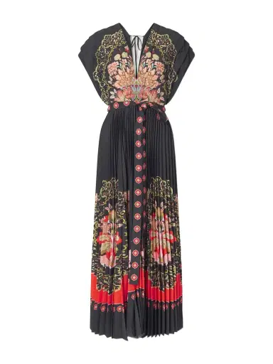 La DoubleJ Belted Pleated Printed Crepe De Chine Maxi Dress | Thumbnail 1 La DoubleJ Belted Pleated Printed Crepe De Chine Maxi Dress | Thumbnail 1