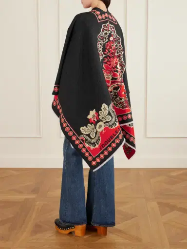 La DoubleJ Soul Frayed Wool And Silk-blend Jacquard Poncho | Thumbnail 4 La DoubleJ Soul Frayed Wool And Silk-blend Jacquard Poncho | Thumbnail 4