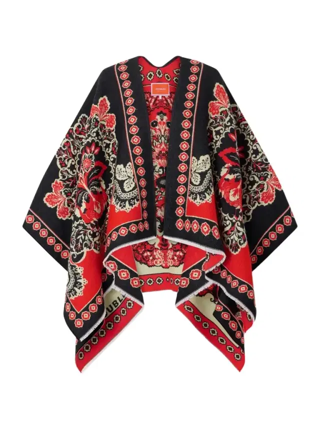 Soul Frayed Wool And Silk-blend Jacquard Poncho Soul Frayed Wool And Silk-blend Jacquard Poncho