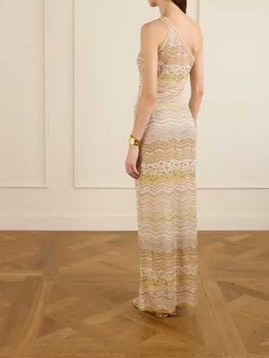 Missoni One-shoulder Sequin-embellished Striped Metallic Crochet-knit Maxi Dress | Thumbnail 3 Missoni One-shoulder Sequin-embellished Striped Metallic Crochet-knit Maxi Dress | Thumbnail 3