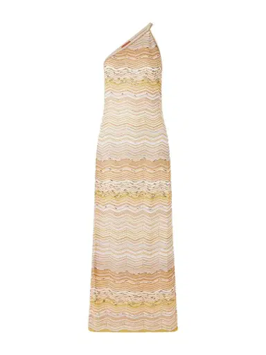 Missoni One-shoulder Sequin-embellished Striped Metallic Crochet-knit Maxi Dress | Thumbnail 1 Missoni One-shoulder Sequin-embellished Striped Metallic Crochet-knit Maxi Dress | Thumbnail 1