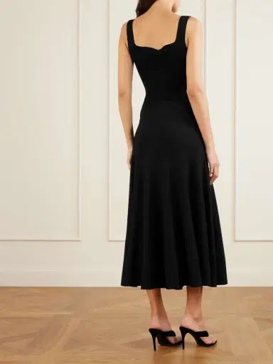 Alaïa Ribbed-knit And Jersey Pleated Midi Dress | Thumbnail 3 Alaïa Ribbed-knit And Jersey Pleated Midi Dress | Thumbnail 3