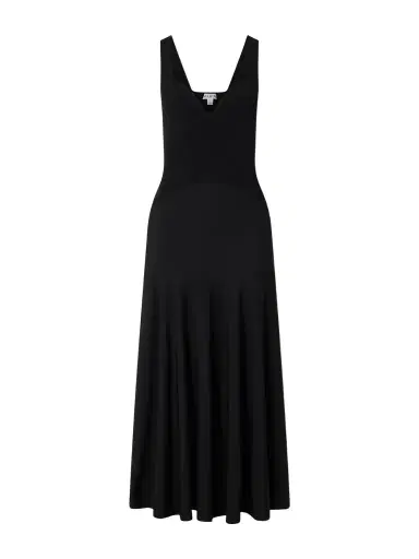 Alaïa Ribbed-knit And Jersey Pleated Midi Dress | Thumbnail 1 Alaïa Ribbed-knit And Jersey Pleated Midi Dress | Thumbnail 1